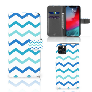 Apple iPhone 11 Pro Max Telefoon Hoesje Zigzag Blauw