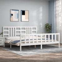 Bedframe zonder matras massief grenenhout wit 200x200 cm