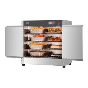 VEVOR voedselverwarmer Snackwarmhoudkast met 4 niveaus en waterbak, dubbele deur