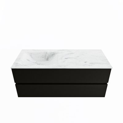 MONDIAZ VICA-DLUX 120cm badmeubel onderkast Urban 2 lades. Inbouw wastafel CLOUD links 1 kraangat, kleur Opalo.