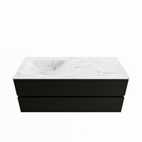 MONDIAZ VICA-DLUX 120cm badmeubel onderkast Urban 2 lades. Inbouw wastafel CLOUD links 1 kraangat, kleur Opalo.