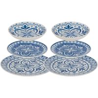 24x servies set delft - 12-delig - blauw - aardewerk dinerservies - tafelservies - 4 personen