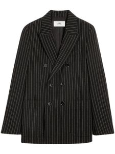 AMI Paris blazer croisé à fines rayures - Noir