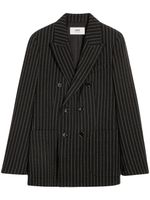 AMI Paris blazer croisé à fines rayures - Noir