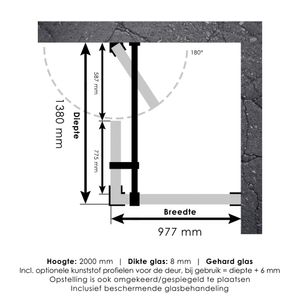 Douchecabine Compleet Just Creating Profielloos 3-Delig 100x140 cm Goud Sanitop