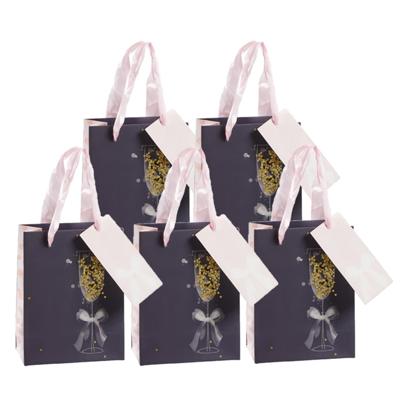 Bruiloft giftbags - Pakket van 12x stuks - cadeau tasjes - goodiebags - blauw - papier - 11 x 14 x 6