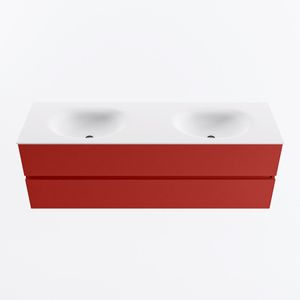 MONDIAZ VICA 150cm badmeubel onderkast Fire 2 lades. Wastafel MOON dubbel 2 kraangaten, kleur Talc.