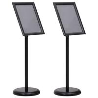 A4 Pedestal Poster Stands 2 stuks Zwarte Aluminium Legering