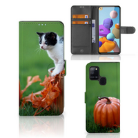 Samsung Galaxy A21s Telefoonhoesje met Pasjes Kitten - thumbnail