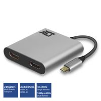 ACT USB-C naar HDMI Dual monitor MST female adapter 4K - thumbnail