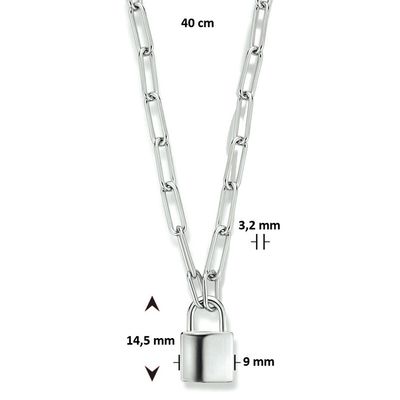 TFT Zilveren Ketting Paperclip met Slotje 40 cm