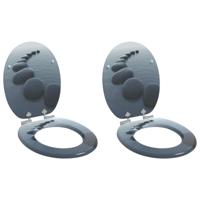 Zachte sluit toiletbril 2 pcs Grijs 44 x 38 cm MDF-plaat