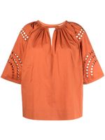 AERON blouse en coton à broderie anglaise - Orange - thumbnail