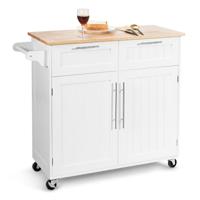 Keukenwagen Rolling Serving Trolley met Laden en Kasten 94 x 45,5 x 94,5 cm Wit
