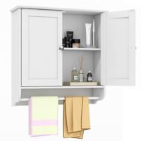 Badkamermeubel voor Wandmontage met Handdoekenrek en Verstelbare Plank Opbergmeubel voor Keuken voor Wandmontage Wit
