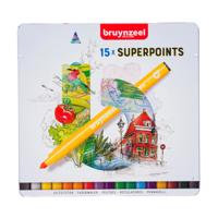 Viltstift bruynzeel superpoints blik 15 kleuren