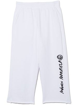MM6 Maison Margiela Kids pantalon de jogging en coton à logo brodé - Blanc