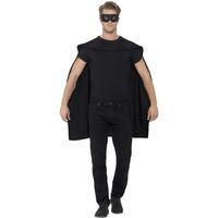 Zwarte superhelden cape met masker One size  - - thumbnail
