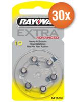 Voordeelpak Rayovac gehoorapparaat batterijen - Type 10 (geel) - 30 x 6 stuks + gratis batterijtester - thumbnail