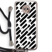 Zwarte vegen: Motorola Moto G6 Transparant Hoesje met koord