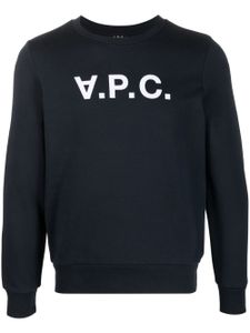 A.P.C. sweat en coton à logo floqué - Bleu