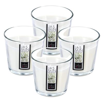 Atmosphera Candles Geurkaars - 4x - in glas - jasmijn aroma - 40 branduren - 13 x 12 cm