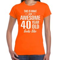 Awesome 40 year / 40 jaar cadeau t-shirt oranje dames - thumbnail