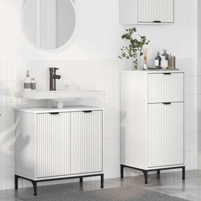 Badkamermeubelset 2 pcs Wit 39.5 x 36 x 88 cm Bewerkt hout
