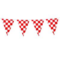 Vlaggenlijn Brabant Carnaval - 10 m - Carnaval - rood/wit geblokt - kunststof