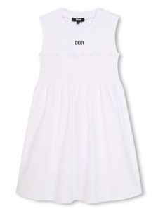 Dkny Kids robe froncée à logo imprimé - Blanc