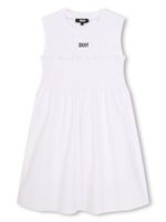 Dkny Kids robe froncée à logo imprimé - Blanc