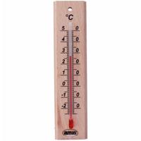 Thermometer binnen/buiten - hout - bruin - 14 x 3 cm