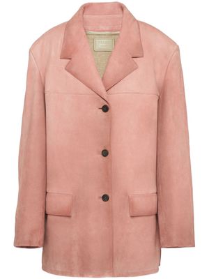 Prada blazer en daim à simple boutonnage - Rose