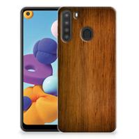 Samsung Galaxy A21 | Bumper Hoesje | Donker Hout