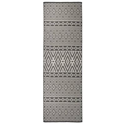 VidaXL Buitenkleed met patroon platgeweven 80x250 cm zwart
