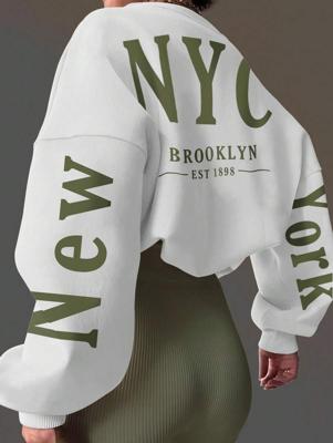 Women's Oversized Letter Print Sweatshirt | Baby Pink Pullover Baby Pink_1 / M