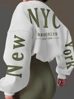 Women's Oversized Letter Print Sweatshirt | Baby Pink Pullover Baby Pink_1 / M