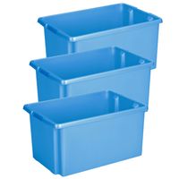 Sunware Opslagbox - 3 stuks - kunststof 51 liter blauw 59 x 39 x 29 cm - thumbnail