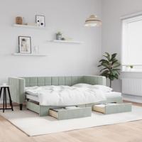 Slaapbank onderschuifbed en lades 80x200 cm fluweel lichtgrijs