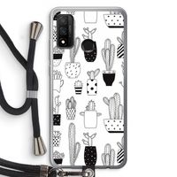 Cactusmotief: Huawei P Smart (2020) Transparant Hoesje met koord Cactusmotief: Huawei P Smart (2020) Transparant Hoesje met koord