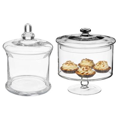 Set van 2x voorraadpotten/koektrommels 1L en 1,8L glas met deksel