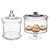 Set van 2x voorraadpotten/koektrommels 1L en 1,8L glas met deksel