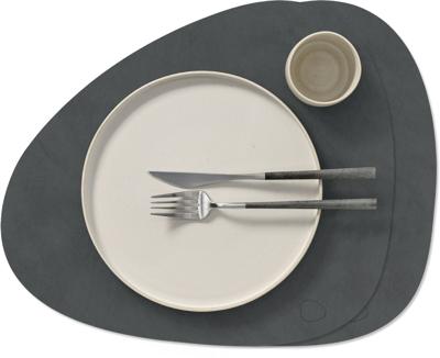 LIND DNA Placemats Nupo - Leer - Anthracite - Curved - 44 x 37 cm - 2 Stuks