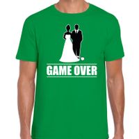 Vrijgezellen feest t-shirt voor heren - Game Over - groen - bachelor party/bruiloft - thumbnail