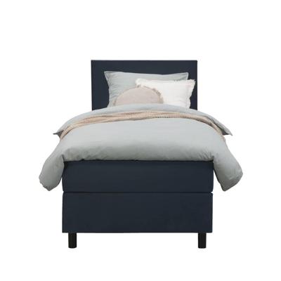 Leen Bakker - Boxspring Liv Egaal - 90x200 Cm - Ronde Poot - Stof/Velvet - Blauw