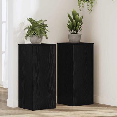 Plantenstandaard 2 pcs Zwart eiken 30 x 30 x 70 cm Bewerkt hout
