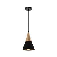 QUVIO Hanglamp langwerpig beton met hout zwart - QUV5141L-BLACK