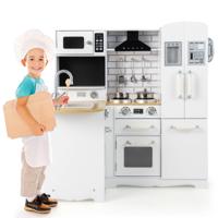Hoekspeelkeuken met Geluid Kinderkeuken van Hout Incl Speelaccessoires voor Kinderen Vanaf 3 Jaar Wit