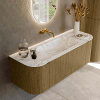 Badmeubel Mondiaz Kurve-Dlux | 130 cm cm | Meubelkleur Dusk | Wastafelkleur Glace | Solid surface | Wasbak midden spoelbak | Zonder kraangat(en) Badmeubel Mondiaz Kurve-Dlux | 130 cm cm | Meubelkleur Dusk | Wastafelkleur Glace | Solid surface | Wasbak midden spoelbak | Zonder kraangat(en)