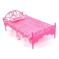 Mini mooie kunststof bed slaapkamer meubilair voor poppen Dollhouse willekeurige kleur levering